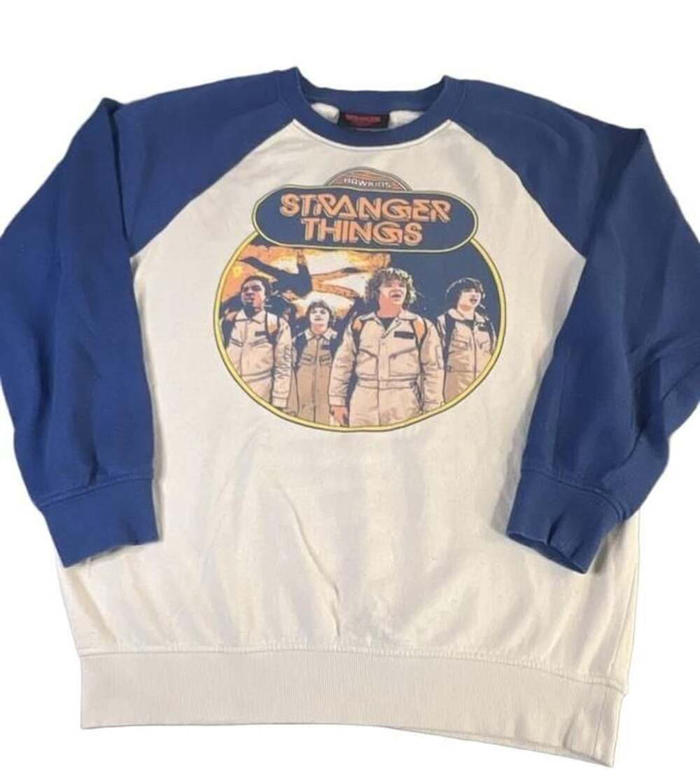 Netflix Stranger Things Sweatshirt Blue White Crewneck